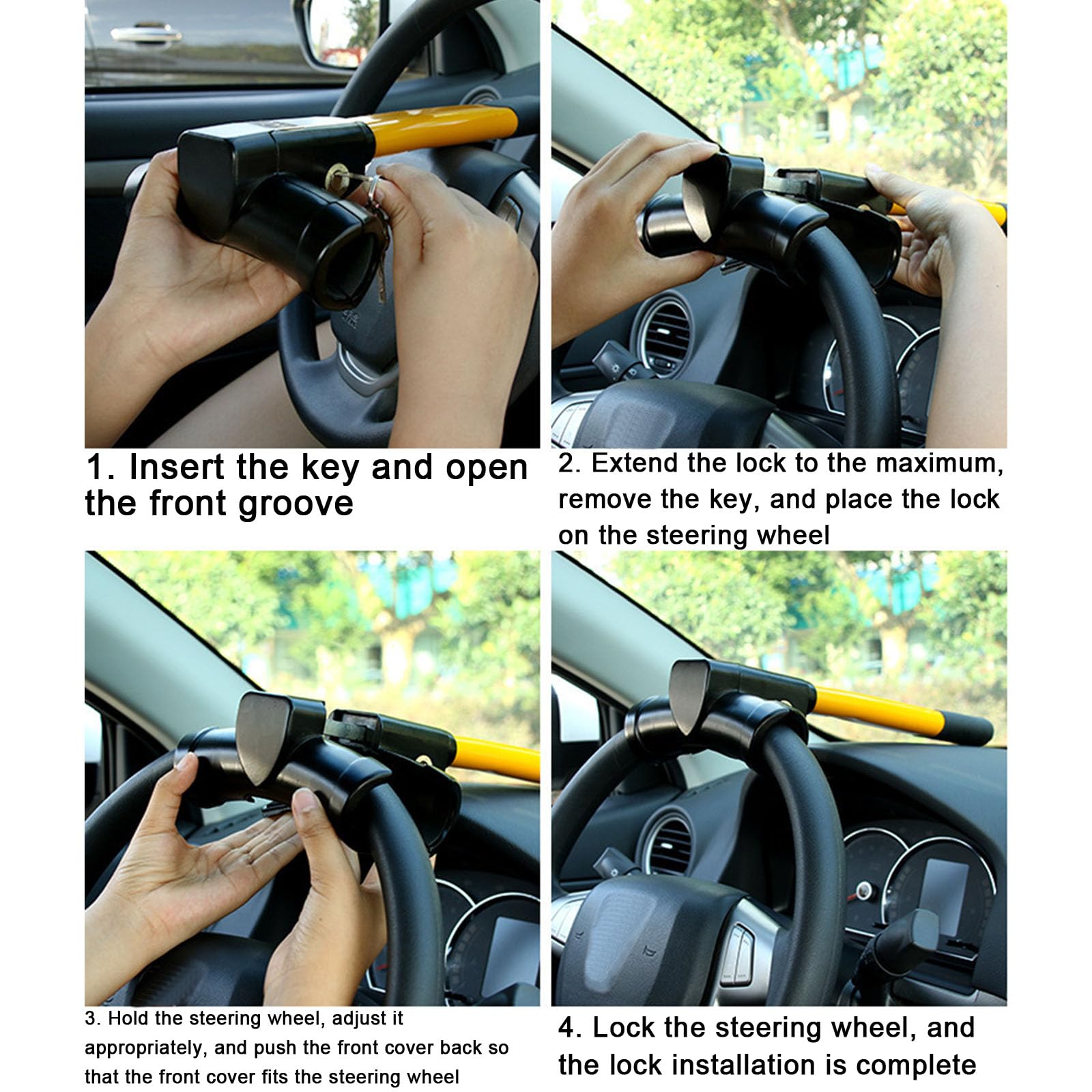 Canne Antivol Voiture Volant, Compatible avec Citroën Basalt, Blocage du Volant avec Clé Antivol De Voiture Blocage du Volant Sangle Antivol, Type B
