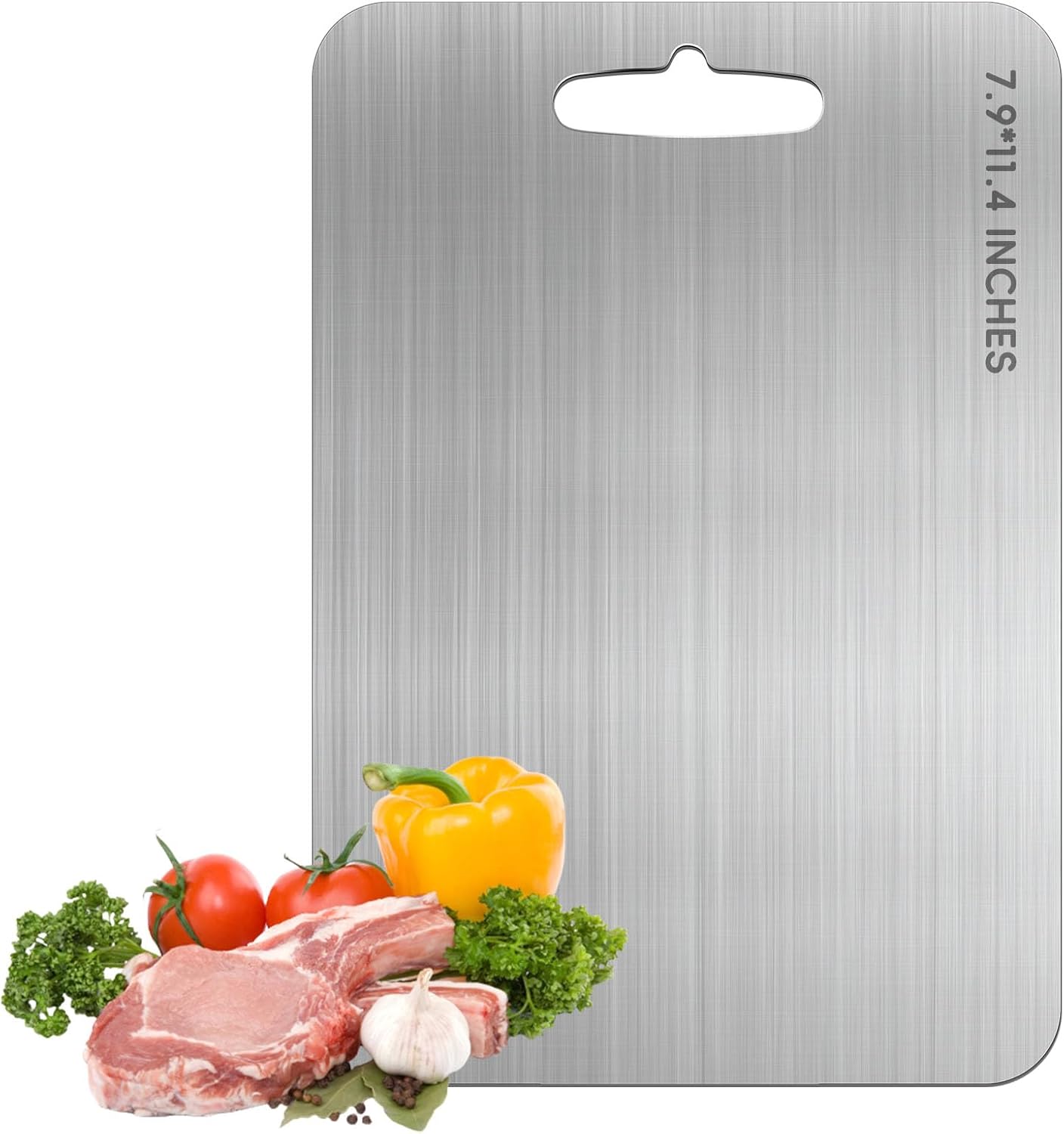 Titanium Cutting Board for Kitchen, 100% Pure Titanium Cutting Board Double-Sided Food-Grade Chopping Board Durability Hygiene Metal Safe Non Toxic Cutting Boards for Meat Vegetables, 9.8" * 14.2"