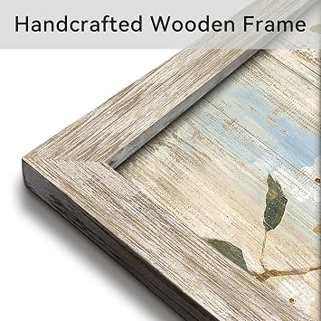 Cherry Blossom Tree Picture Framed: Flower Artwork Botanical Painting Bird Animal Wall Art on the Branch Wood Print for Bedroom(20x20)