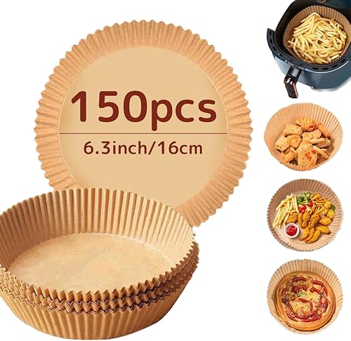 Forros de papel desechables para freidora de aire, papel pergamino natural para freidora de aire Ninja, forros antiadherentes para freidora de aire,