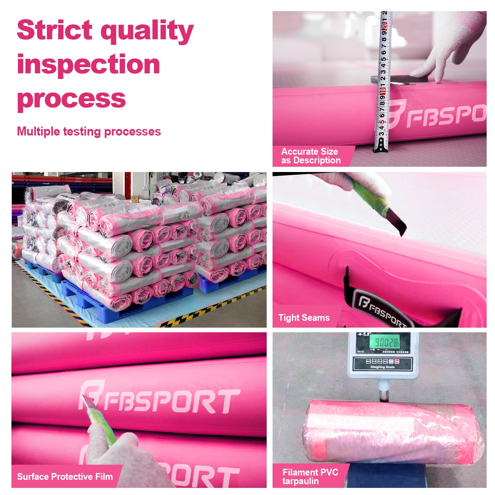FBSPORT Air Tumbling Track Ginnastica Artistica 20cm di altezza Tappetino da Ginnastica Gonfiabile, 3m Air Tumbling Tappetino Tappeto Ginnastica Artistica da casa con Pompa per All'aperto, Yoga