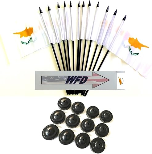 Miniatura 81 de Una docena de banderas y bases de escritorio Nauru, 12 banderas de poliéster en miniatura para oficina y pequeñas con 12 soportes negros Banderas