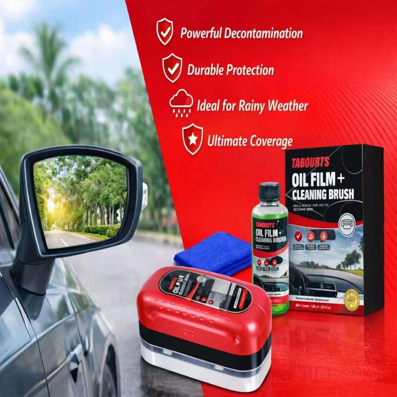 2 pcs Clear Vision Windshield Cleaner,Automotive Oil Film Cleaning Brush, Car Glass Cleaning Brush for Windshield, Windows and Mirrors,Strong Cleaner Improves Driving Clarity & Visibility