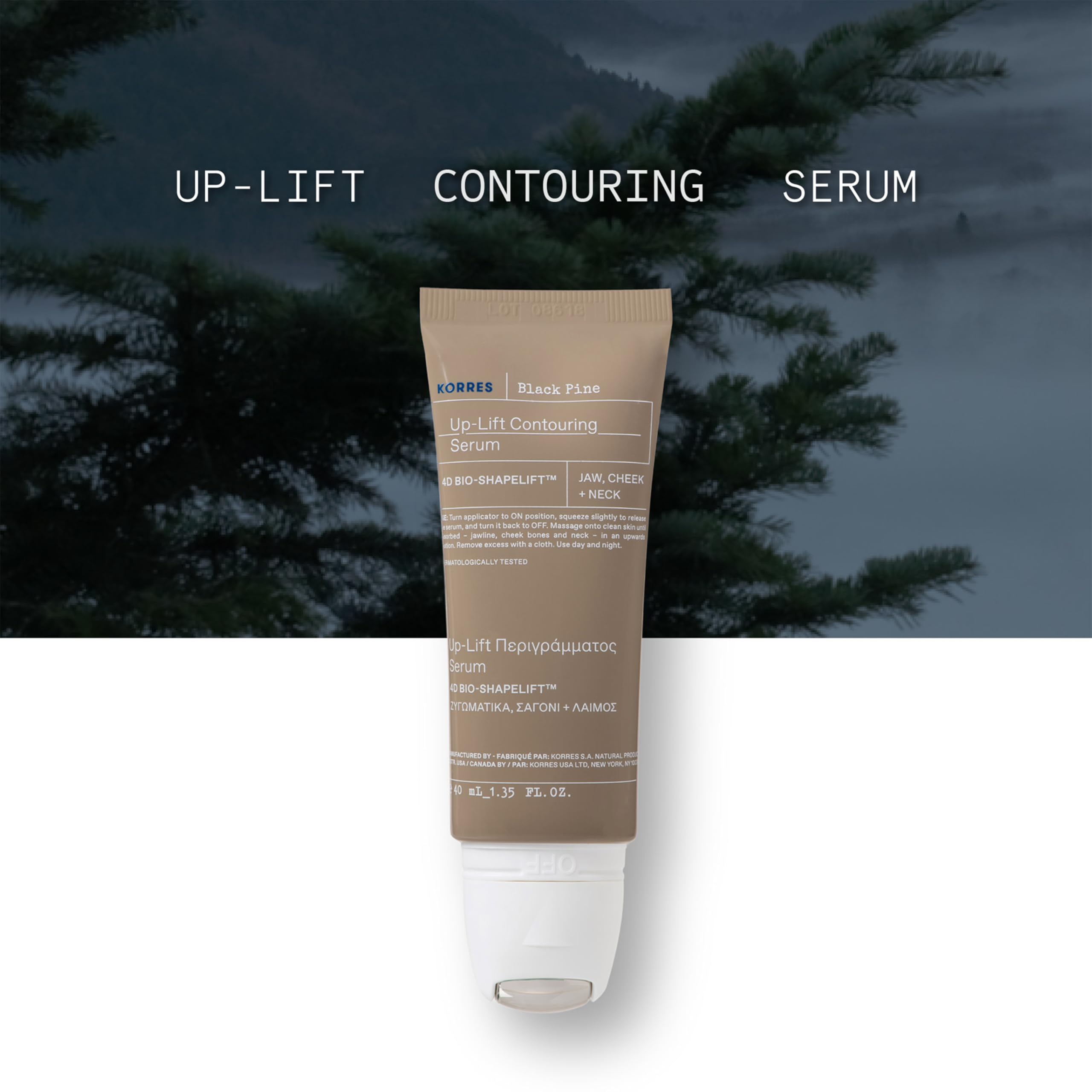 korres BLACK PINE 4D BioShapeLift Up-lift Contouring Serum Yanak, Çene ve Boyun Bölgesi İçin 40ml, 5002955282