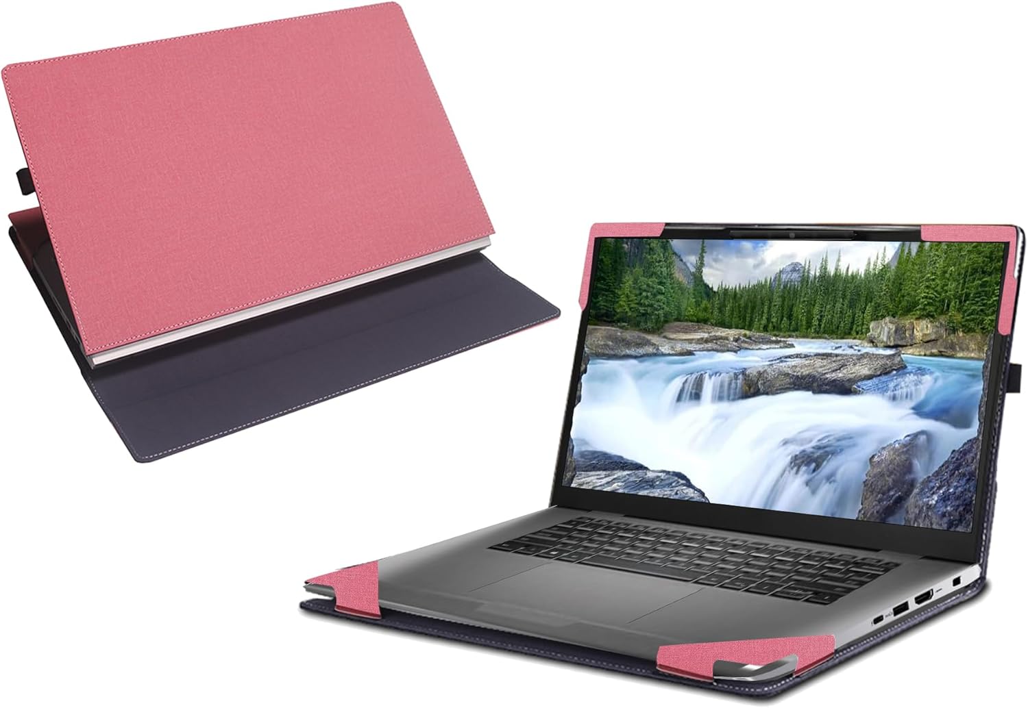 WODBO Laptop Enclosure Cover for Dell Latitude 7530 Laptop - 15.6" and Latitude 7520 Laptop Cover Computer Drop Protection PU Leather case (Pink)