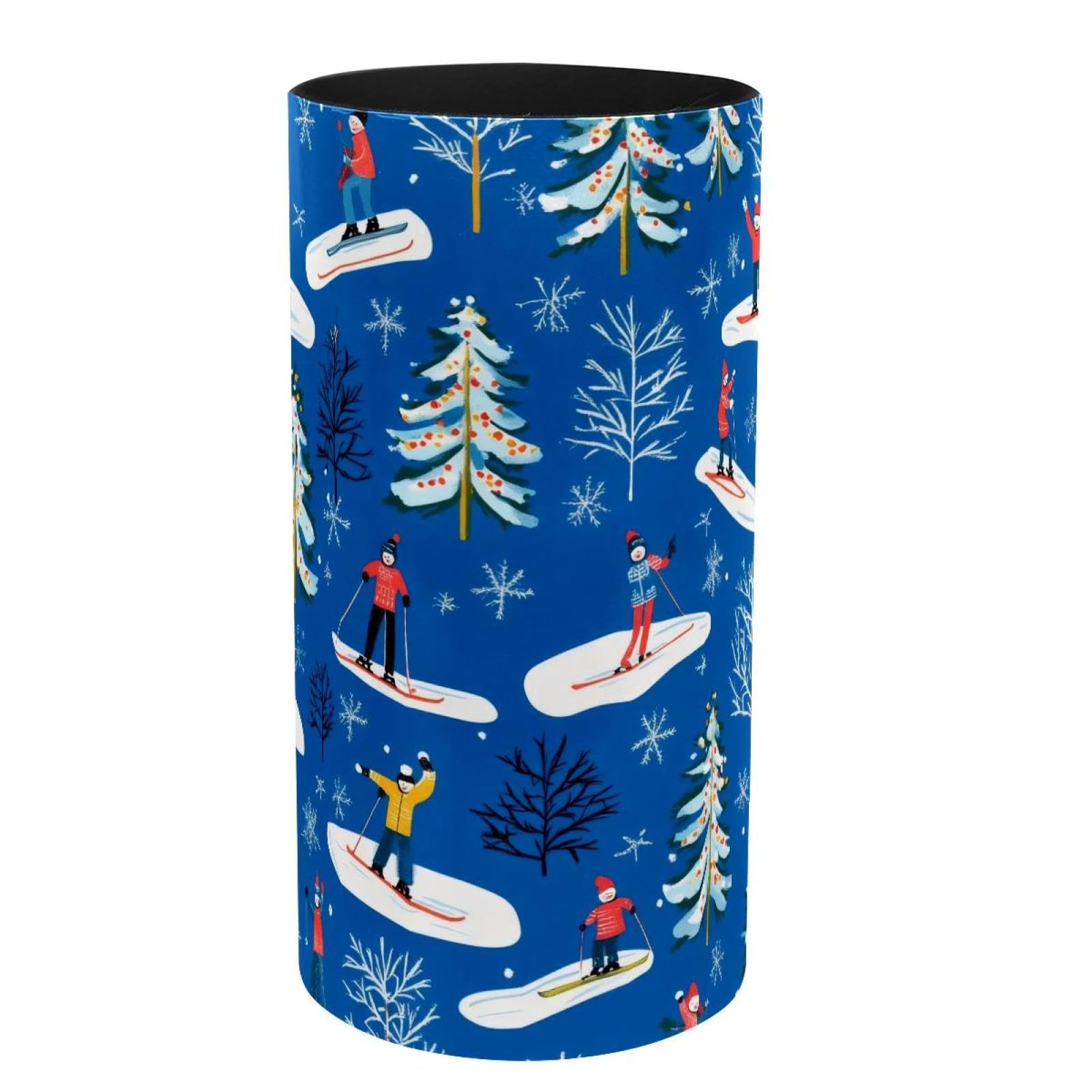 Boîte à musique en métal ski d'hiver et porte-pinceaux de maquillage stable