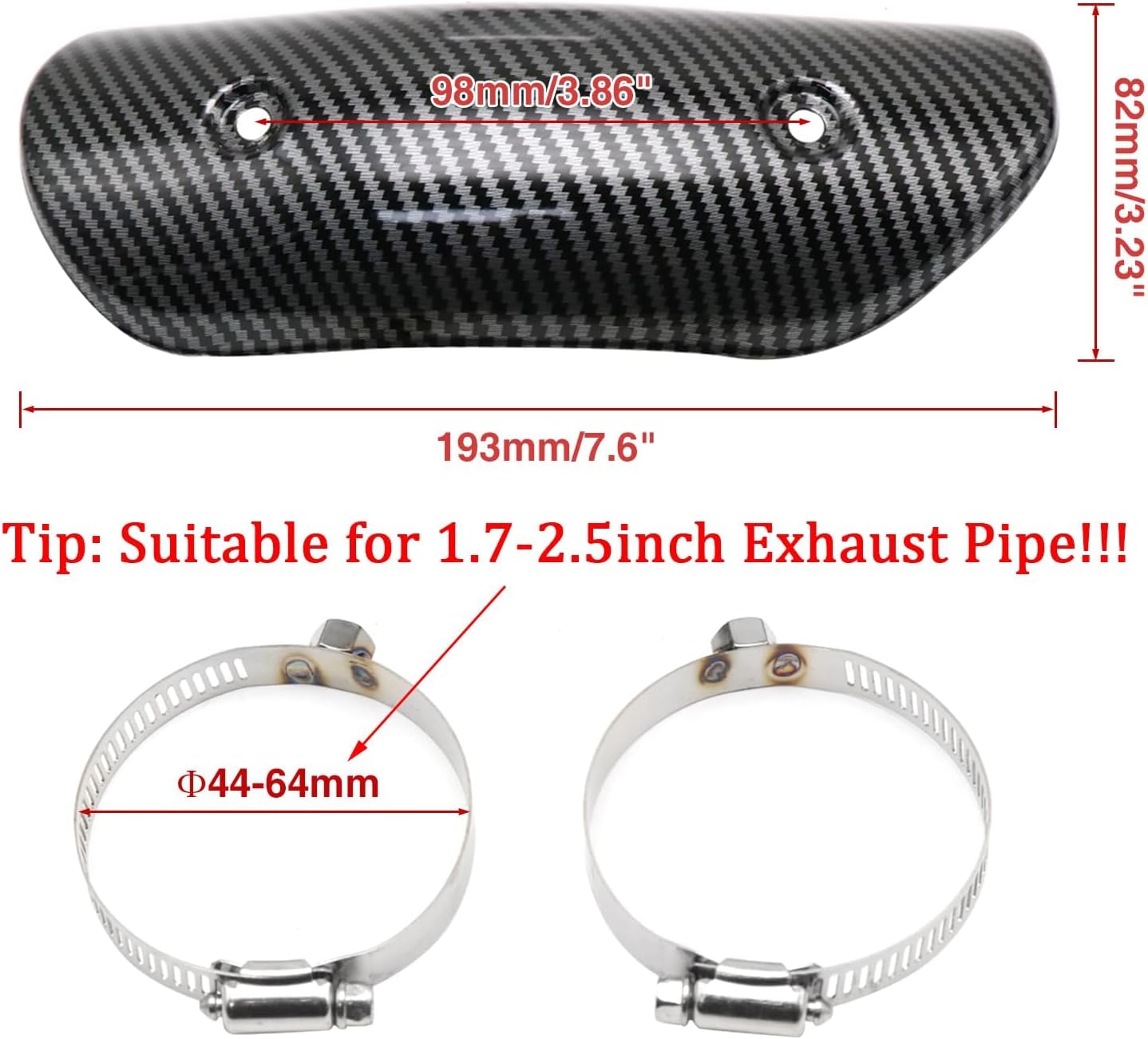 Exhaust Heat Shield, Muffler, Pipe Heat Protector, Protective Cover, Carbon Fiber, Stainless Steel,C