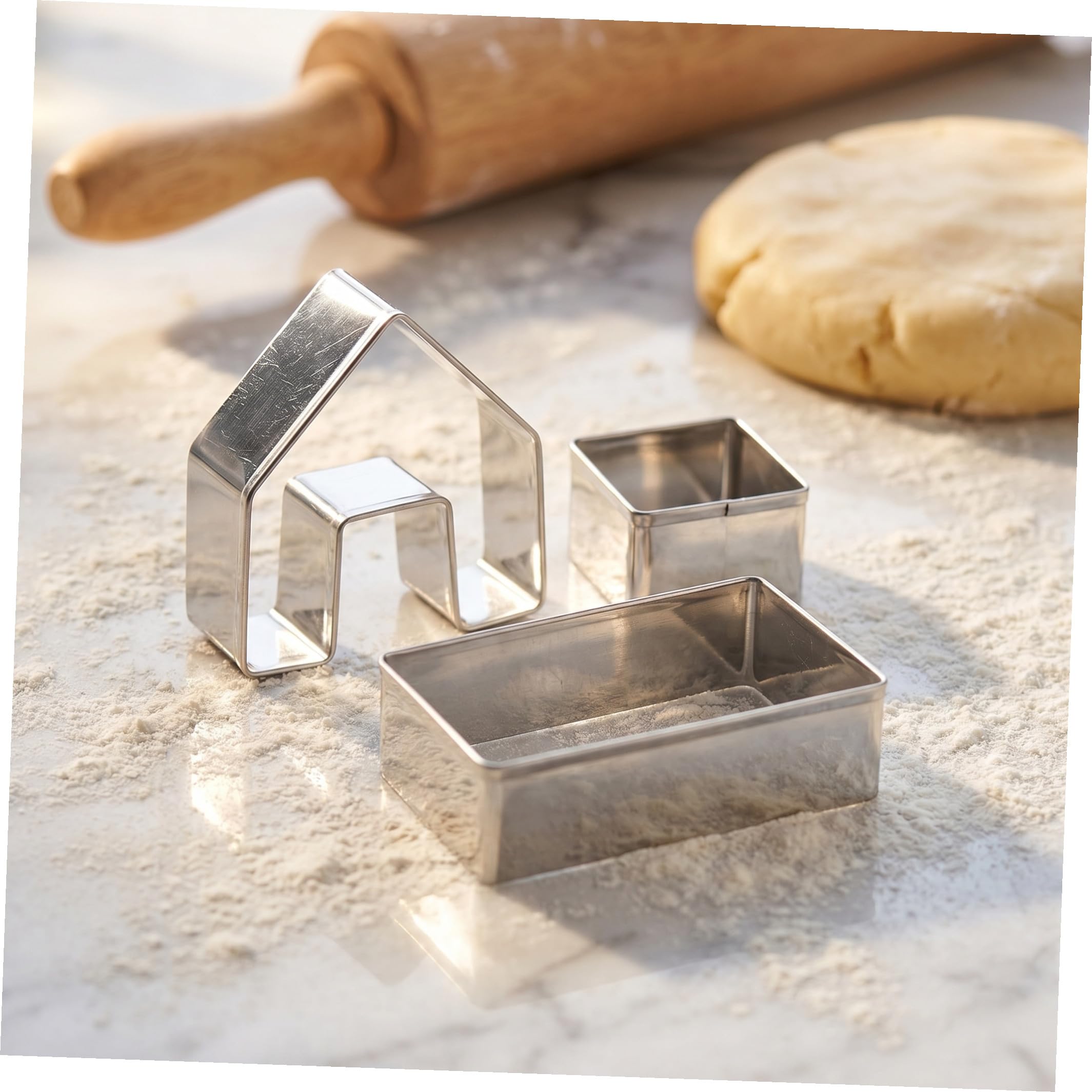 5 Juegos Moldes Cortadores de Galletas Navideñas Inoxidable de Casa de Jengibre para Fondant Masa y Pan para Repostería y Decoración Festiva
