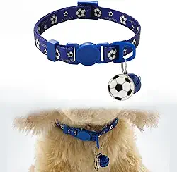 Coleiras para filhotes de cachorro com sino breakaway coleira de identificação de gato ajustável com estampa de futebol