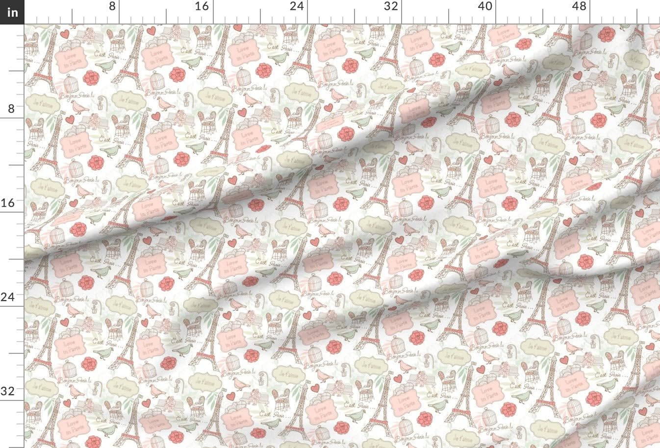 Spoonflower Fabric - Love Paris Travel Spring Printed on Upholstery Velvet Fabric Fat Quarter - Upholstery Home Decor Bottomweight Apparel