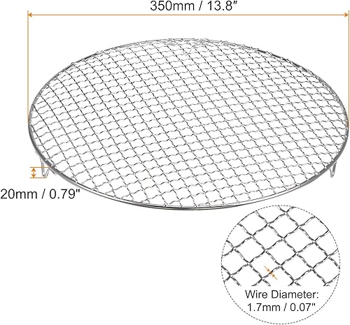 Miniatura 2 de Rejilla redonda de 13.8 pulgadas de acero inoxidable 201 con alambre cruzado para barbacoa con patas de 0.787 in para cocinar hornear al vapor