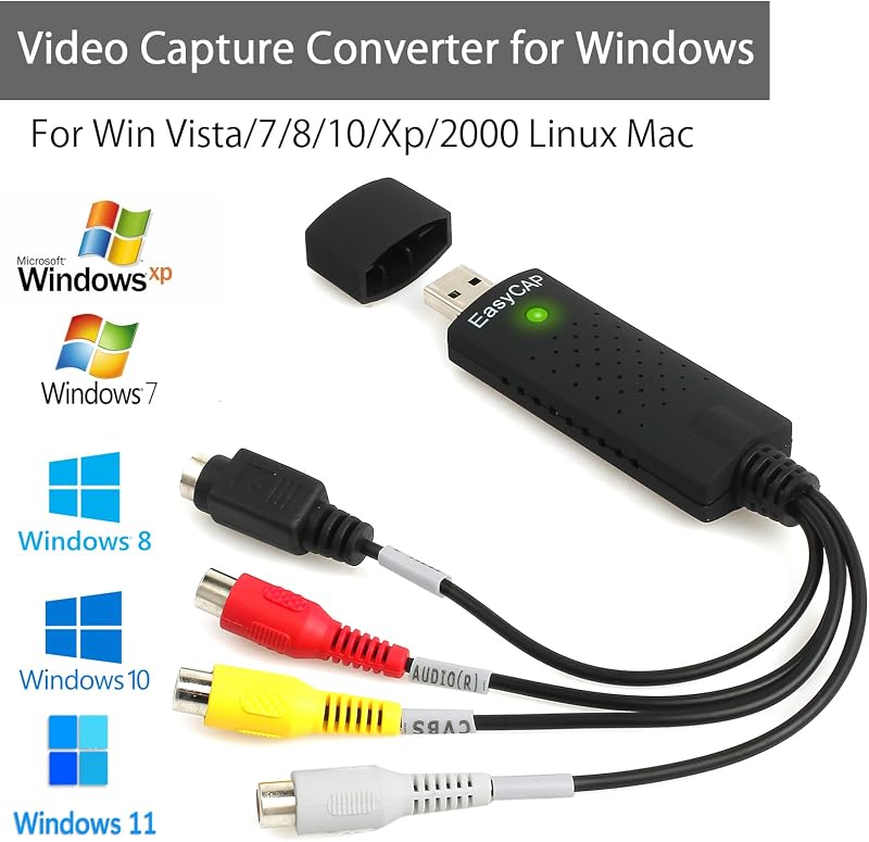 HENGBIRD USB 2.0 Videó Digitalizáló Konverter VHS Kazetta DVD Átalakító Analóg Digitális Adapter Windows Mac Kompatibilis