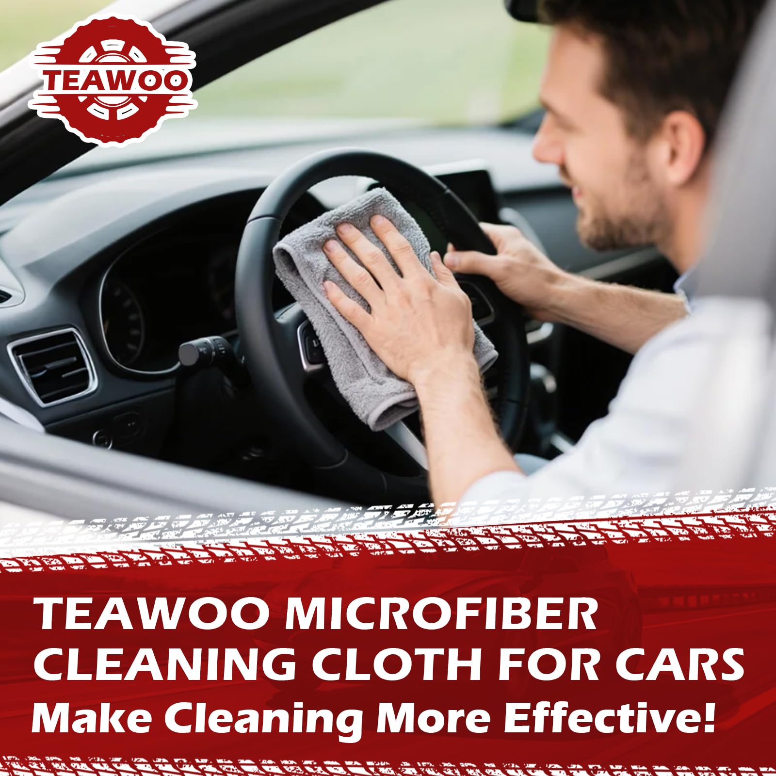 TEAWOO Mikrofaser-Reinigungstücher, 400 Stück, graue Mikrofaser-Handtücher für Autos, ultra-saugfähige Waschlappen, fusselfrei, streifenfrei, Mikrofaser-Handtücher, Großpackung für Auto, Haus, Küche
