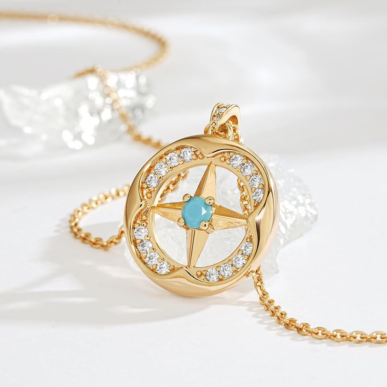 Fettero Dainty Gold Necklace for Women, 14K Gold Plated Pendant Necklace Cubic Zirconia Charm Necklaces for Women Jewelry Gift - Image 5