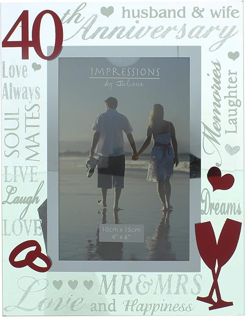 ukgiftstoreonline 40th Ruby Wedding Anniversary Photo Frame New Boxed