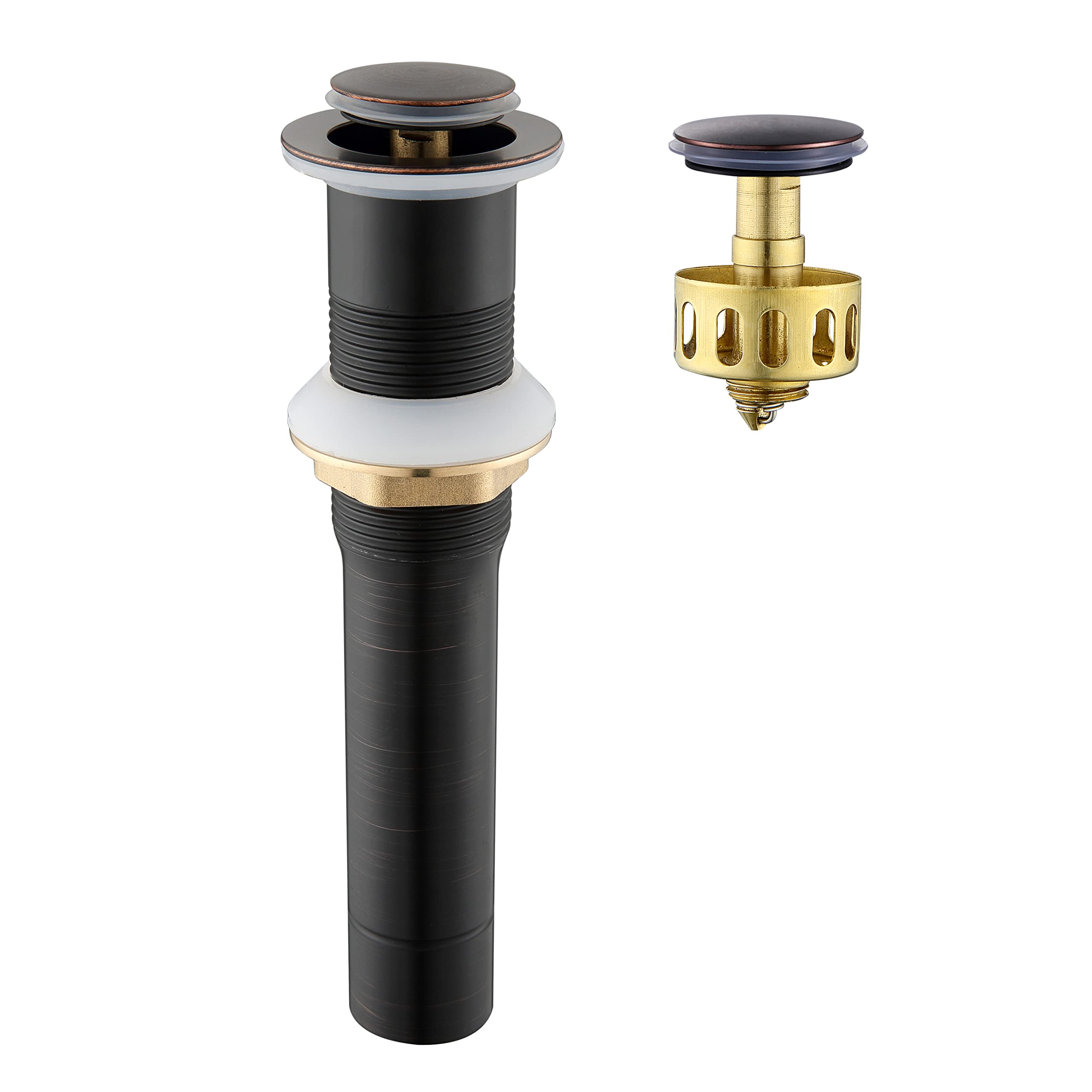 Bouchon de vidange pop-up en bronze huilé pour lavabo sans trop-plein