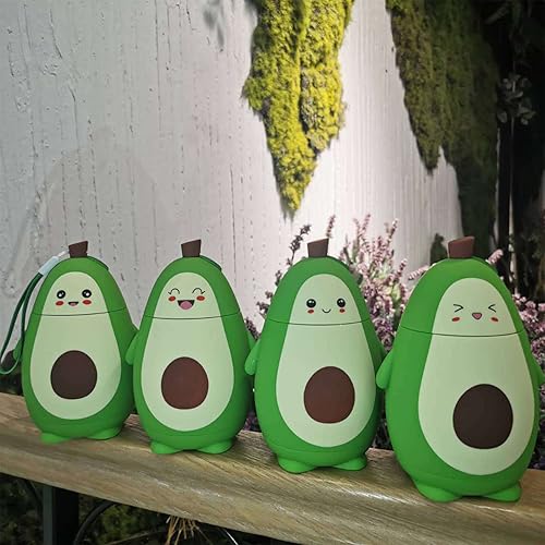 Miniatura 6 de Alomejor Taza de agua de doble capa de vidrio de aguacate de dibujos animados para beber, regalos portátiles para niña, con cuerda de transporte