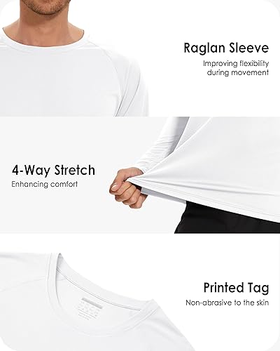 Miniatura 5 de Boladeci Camisetas de natación con protección solar UPF 50+ para hombre, manga larga, ligeras, de secado rápido, camisetas de natación