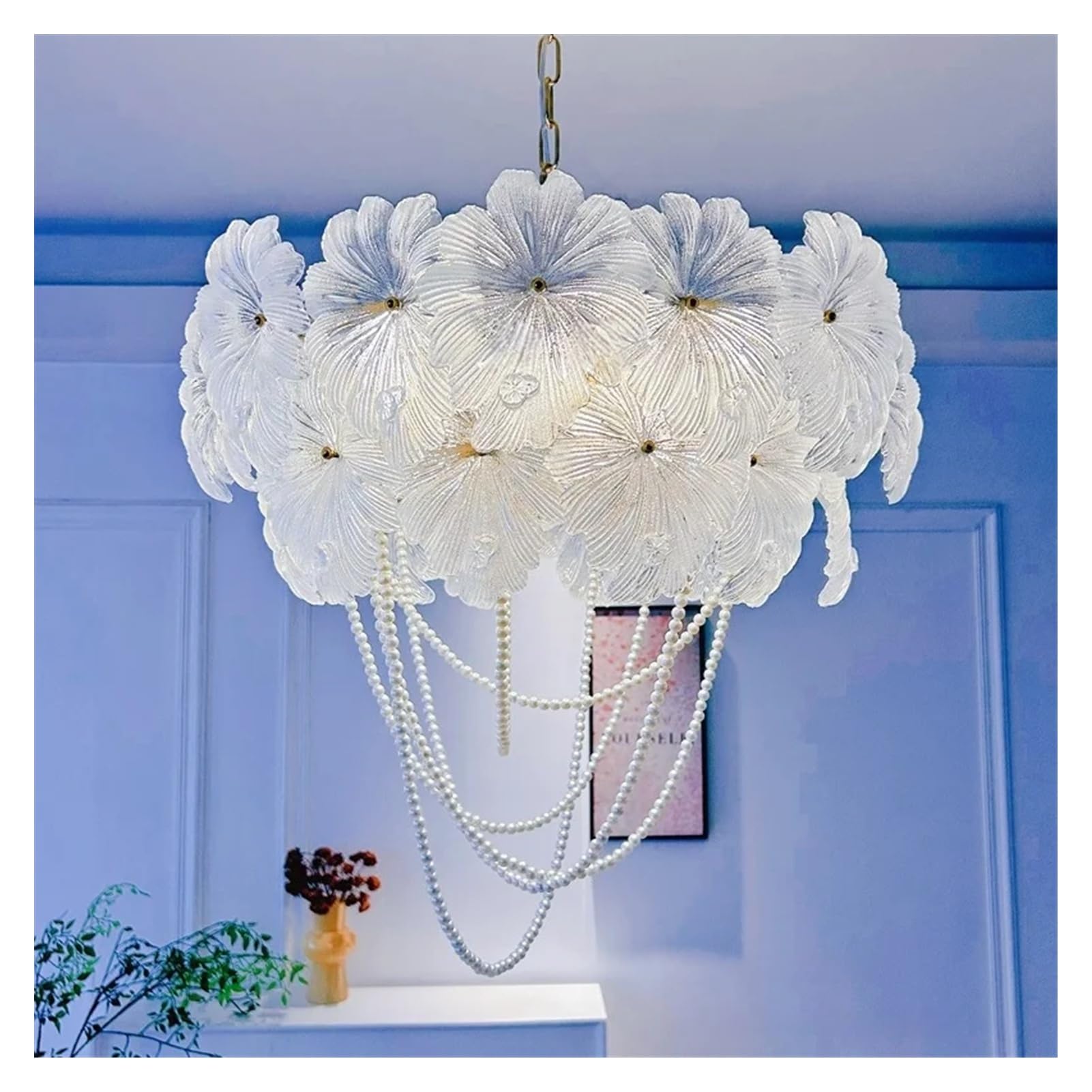 Lustre moderne floral en verre de haute qualité pour chambre élégante