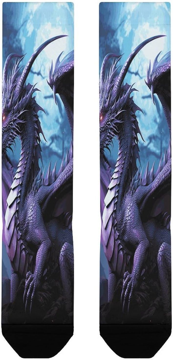 Purple Dragon Purple Moon Compression Sock Breathable Support Socks Lightweight Knee High Tube Socks for Women Men