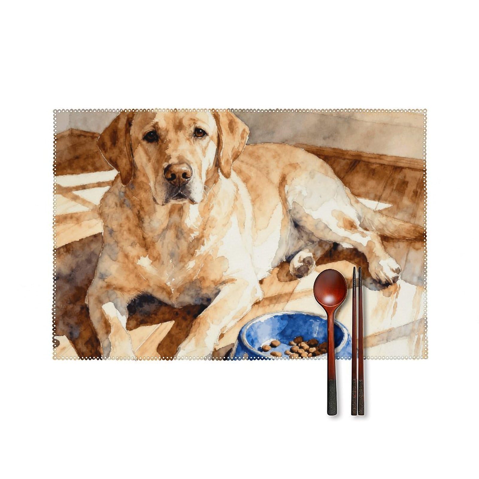 Rustic Labrador Placemats Set of 6 Wipeable Table Mats for Kitchen Dining Table Heat Resistant Waterproof Modern Indoor/Outdoor Non-Slip Easy Clean Place Mats