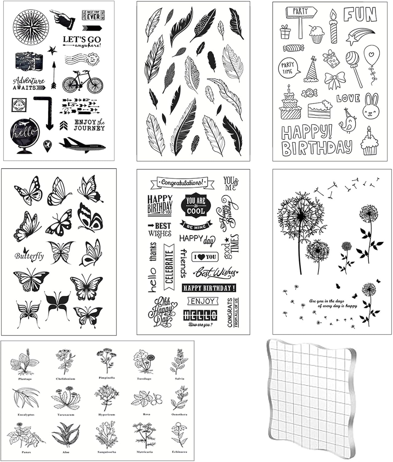 5 Acrylblöcke Für Silikonstempel - Transparente Stamp Blöcke 2,5-7,5cm