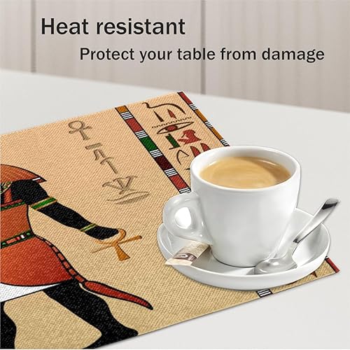 Miniatura 5 de Juego de 4 manteles individuales africanos, lavables, impermeables, para fiestas, hogar, decoración de mesa de comedor, 18 x 12 pulgadas
