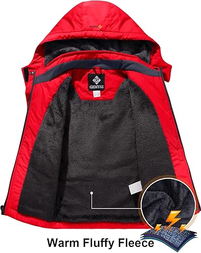 Miniatura 6 de GEMYSE Chaqueta de esquí impermeable con capucha para niño con forro polar resistente al viento chaqueta de invierno