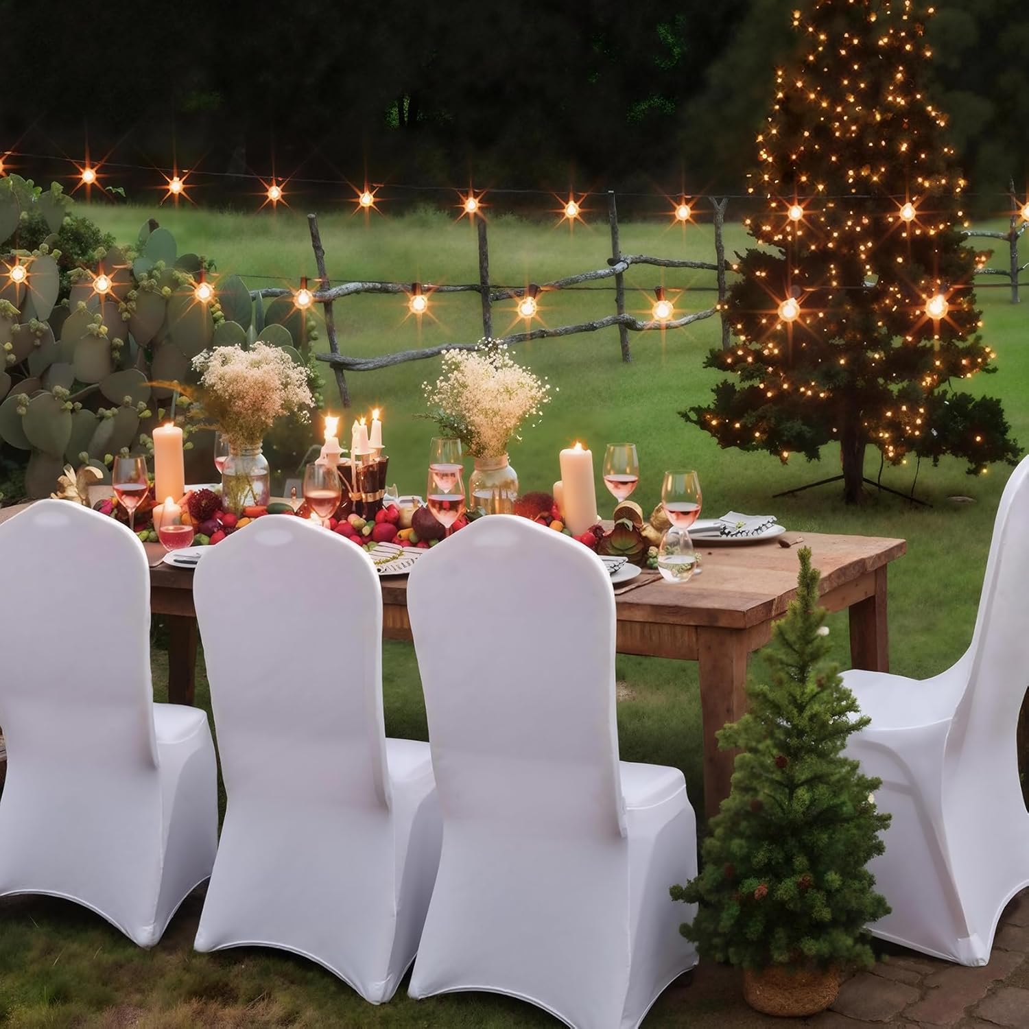 LEBENGURU Premium Spandex Chair Cover, Upgraded 30 PCS White Super Stretch Chair Slipcover Protector with Elastic Leg Pocket for Party, Wedding, Event, Banquet Decoration, LGCC-00X