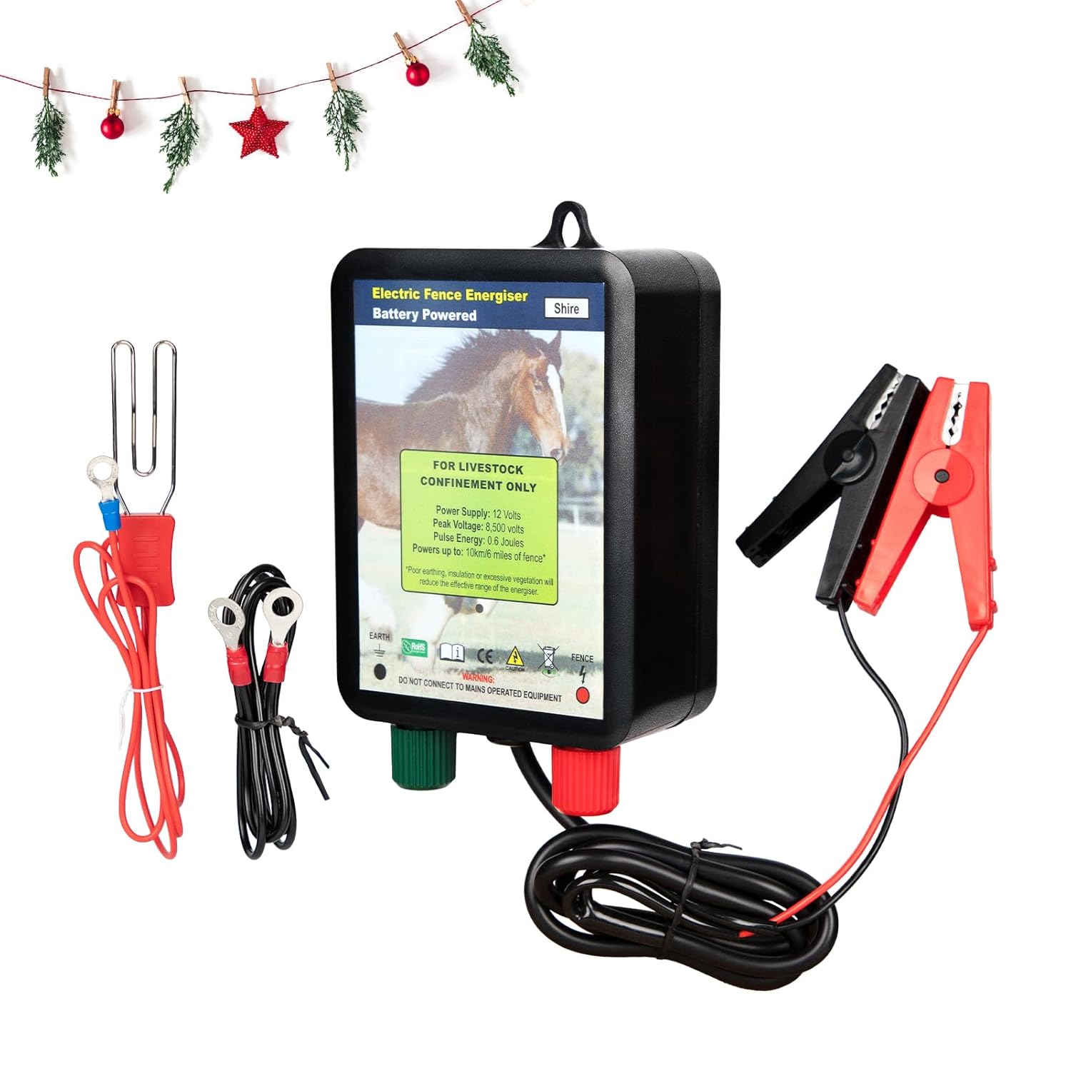 Andmon EF050 0.6 Joule Battery-Powered Electric Fence Energizer, 15miles/50acres Electric Fence for Dogs, High Power Low-Impedance Electric Fence for Secure Your Area with Confidence