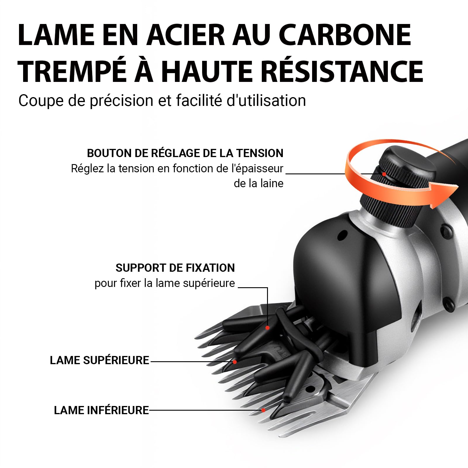 Tondeuse a Mouton Professionnelle, Tondeuse à Moutons Machine avec 6 Vitesses Réglables, Machine de Cisaillement Professionnelle pour Animaux Laine Chèvre,avec Étui de Transport (Noir)
