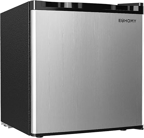 EUHOMY Mini refrigerador de 1.7 pies cúbicos con congelador, refrigerador compacto reversible de una sola puerta, termostato ajustable, ahorro de