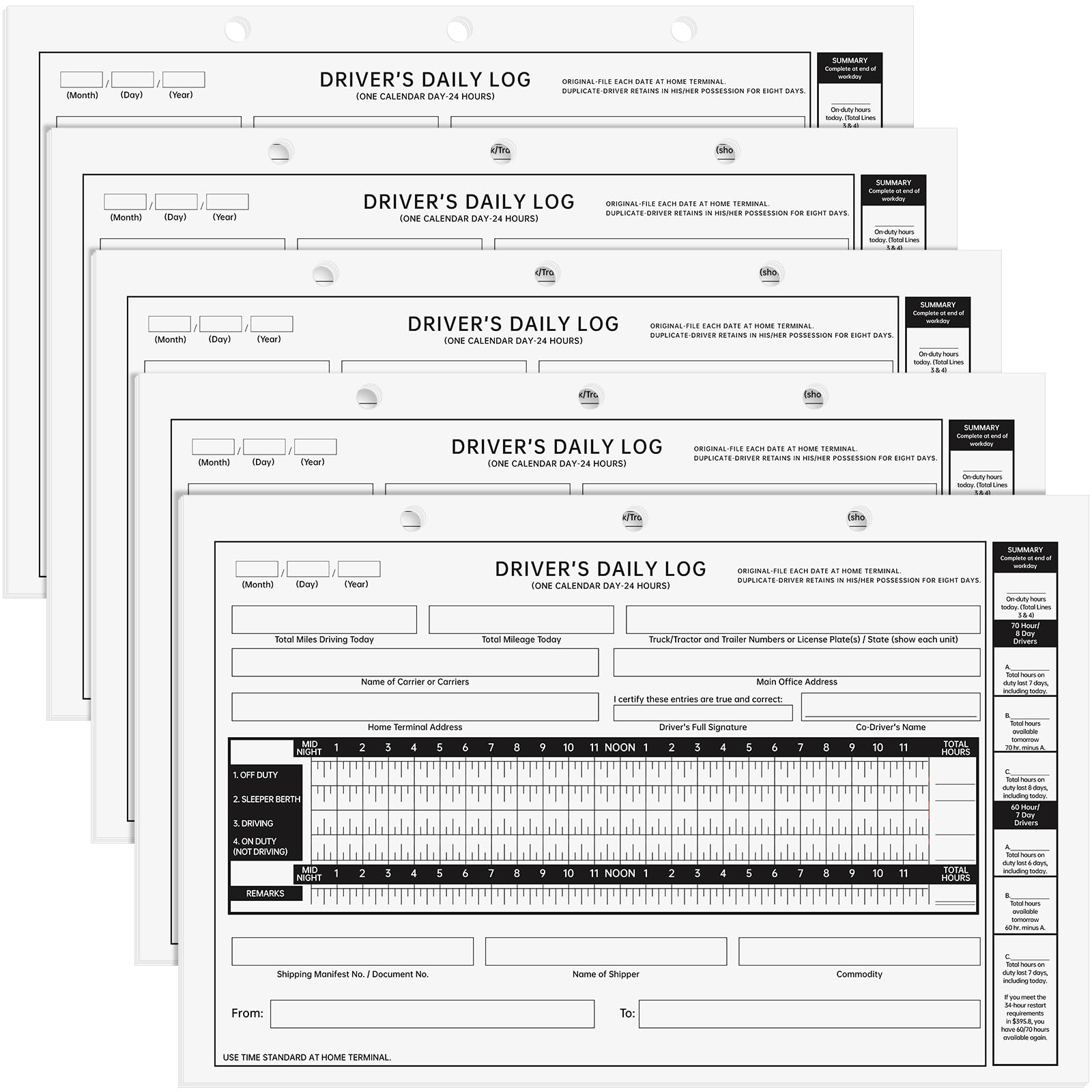 Photo 1 of Affrolling 5 Pack Loose Leaf Format Driver Daily Log Book 8.5" x 5.5" Log Books with Detailed Driver Vehicle Inspection Report Simplified Recap for Truck, 2-Ply Carbonless