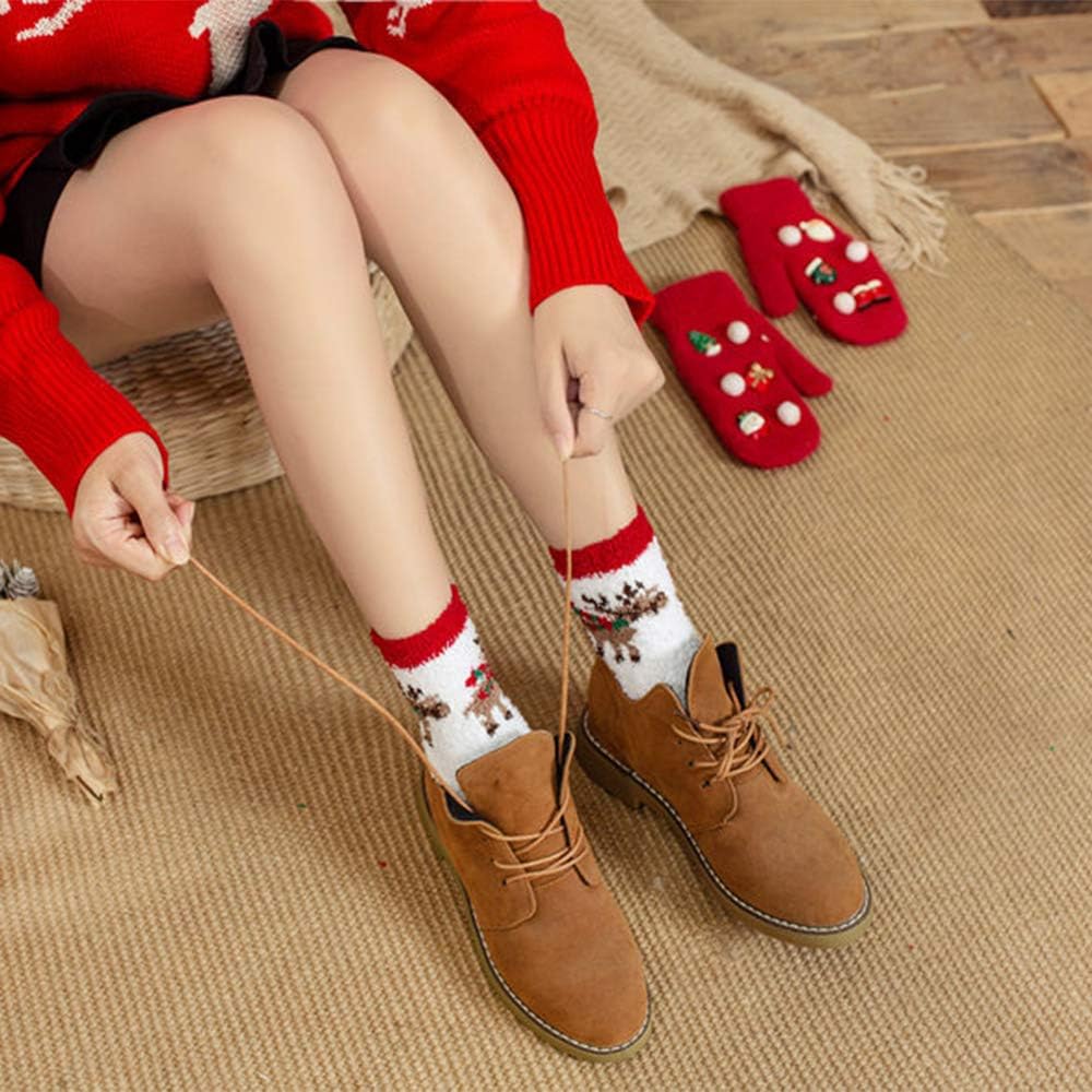 Women Christmas Fuzzy Socks - Fluffy Winter Warm Cozy Striped Crew - Image 5