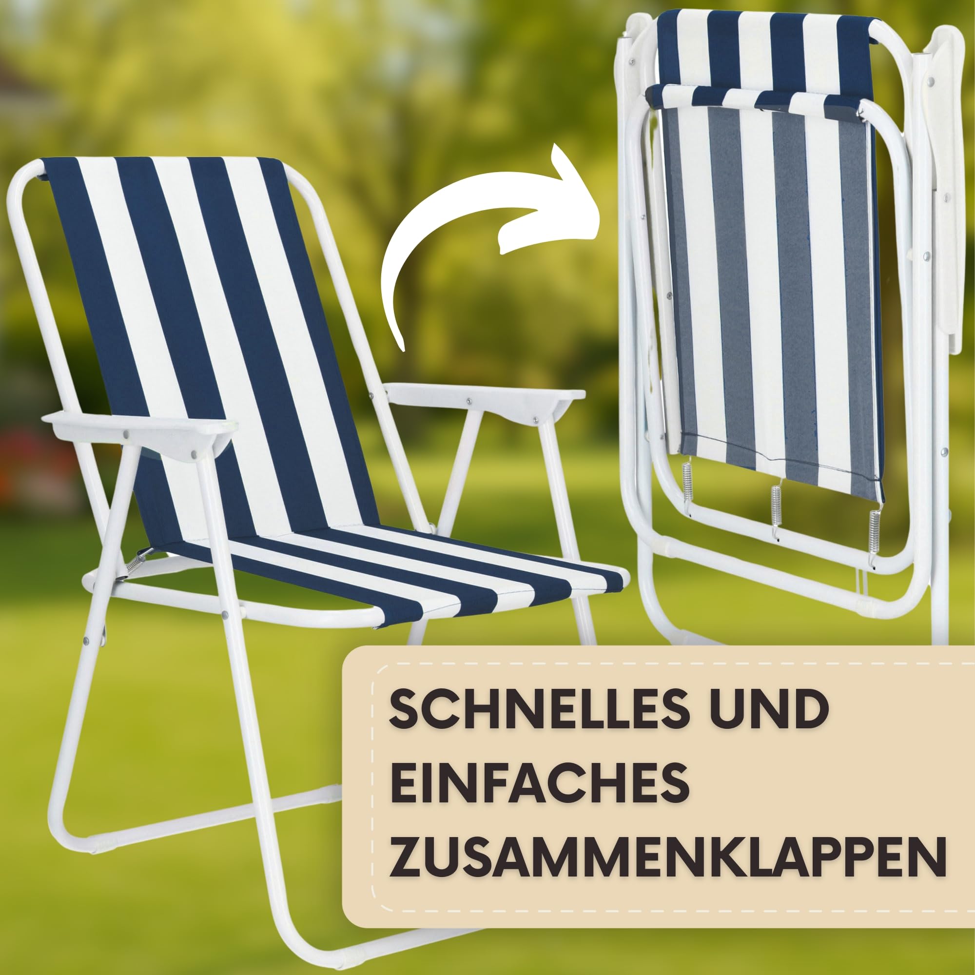 SPRINGOS Campingstuhl faltbar leicht - Klappstuhl Camping belastbar bis 100 kg, Campingstuhl kleines Packmaß - Faltbarer Gartenstuhl klappbar für Outdoor & Balkon