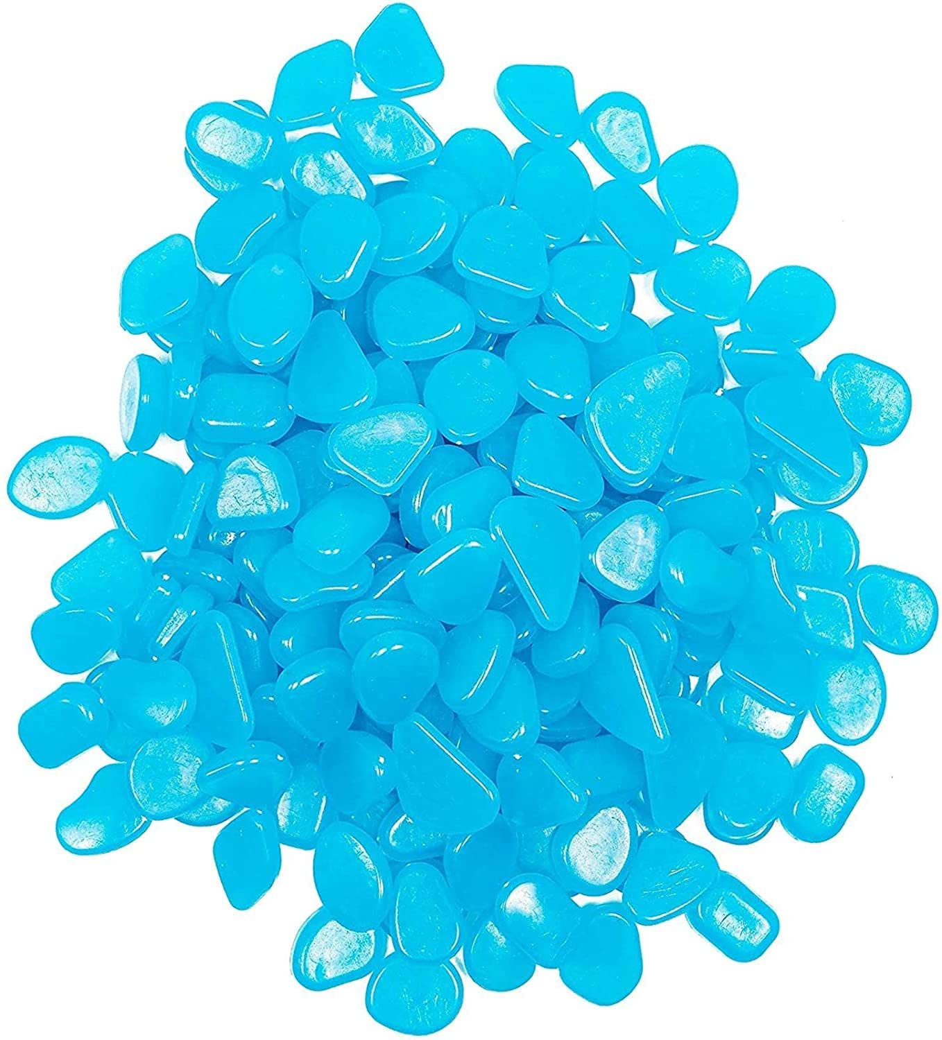 100Pcs Glow in the Dark Pebbles Stones Luminous for Home Decor, Walkaway, Aquarium, Garden, Patio and Fish Tank (Blue)