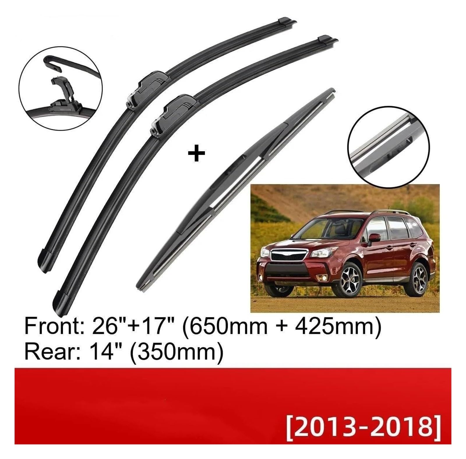 Escobilla Limpiaparabrisas Delantera Para Subaru Para FORESTER MK4 2013 2014 2015 2016 2017 2018 Limpiaparabrisas Delanteros Traseros Cepillos J Gancho Coche
