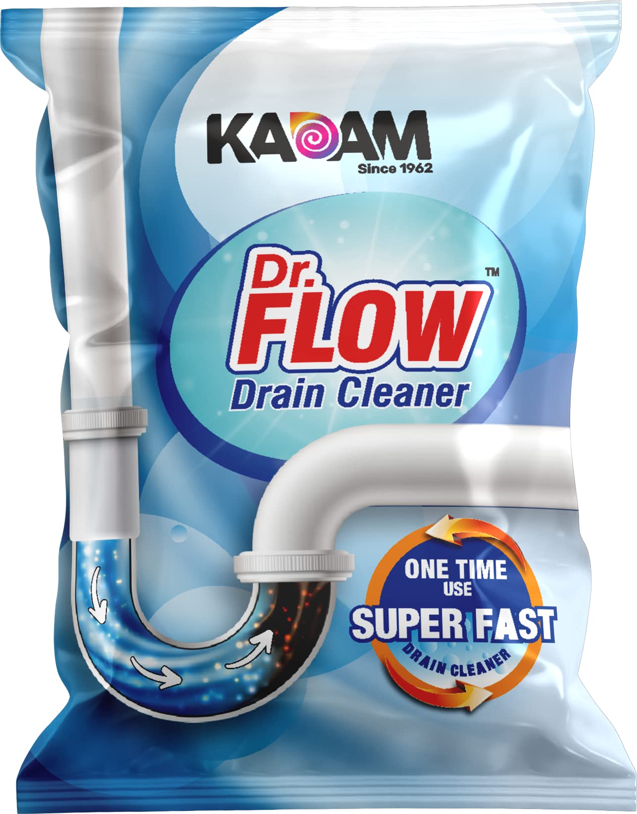 KADAM Drain Cleaner Powder (50G X 16 N) | Dr. Flow Removes Blockages In Pipes, Sinks & Septic Tanks | Works Within 30 Minutes | Melts Grease & Dissolves Hair (800G)