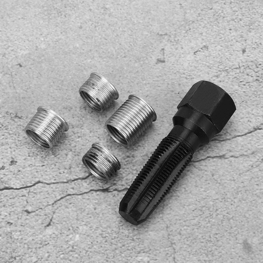 Tyenaza M14 x 1,25 Kit di Riparazione per Filetti Helicoil Candele, 14mm Attrezzo per Riparazione Filettatura Foro Candela in Acciaio Rigeneratore Filettatura