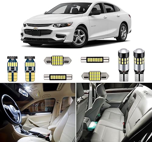 Miniatura 1 de Kit de 12 luces LED interiores blancas para Chevrolet Chevy Malibu 2013, 2014, 2015, 2016, 2017, 2018, 2019, 2020, superbrillantes, 6000K, paquete