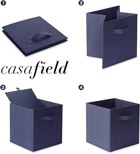 Miniatura 6 de Casafield juego de 6 cubos de almacenamiento plegables de tela, canastas de tela plegables de 11 pulgadas, para estantes, cubos organizadores