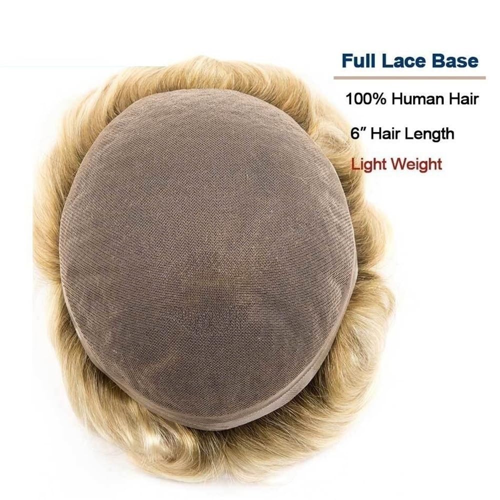 Men's Toupee 4/613 Protesi for capelli da uomo Ombre con capelli umani europei, toupee for uomo con base in pizzo francese completo