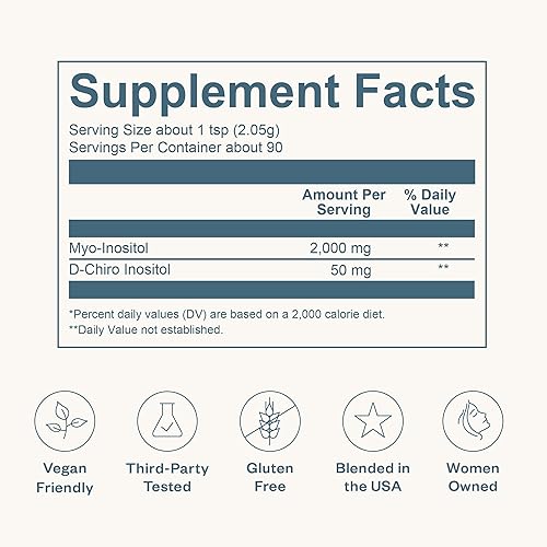 Miniatura 3 de BOND Inositol en polvo mio-inositol puro y D-chiro inositol para el equilibrio hormonal y el apoyo ovárico*, 90 porciones, proporción 401, vegano,
