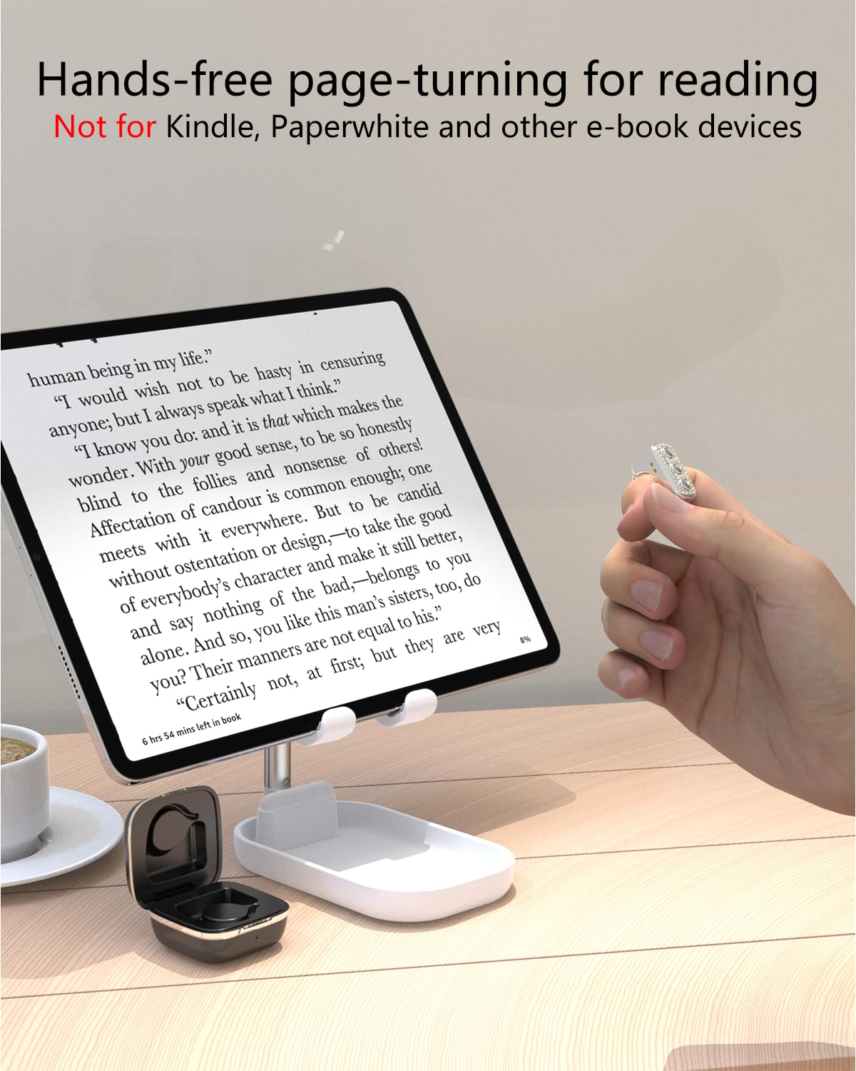 Tiktok - Anillo de desplazamiento, girador de páginas Bluetooth para iPad/iPhone/Android/aplicación Kindle, control remoto para cámara/grabación de video (blanco)