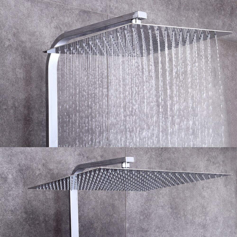 KinHall Retro Duscharmatur – Wandmontage Mit Regendusche, Handbrause & Praktischem Regal, Einstellbar 75-120 Cm, Für Badewanne