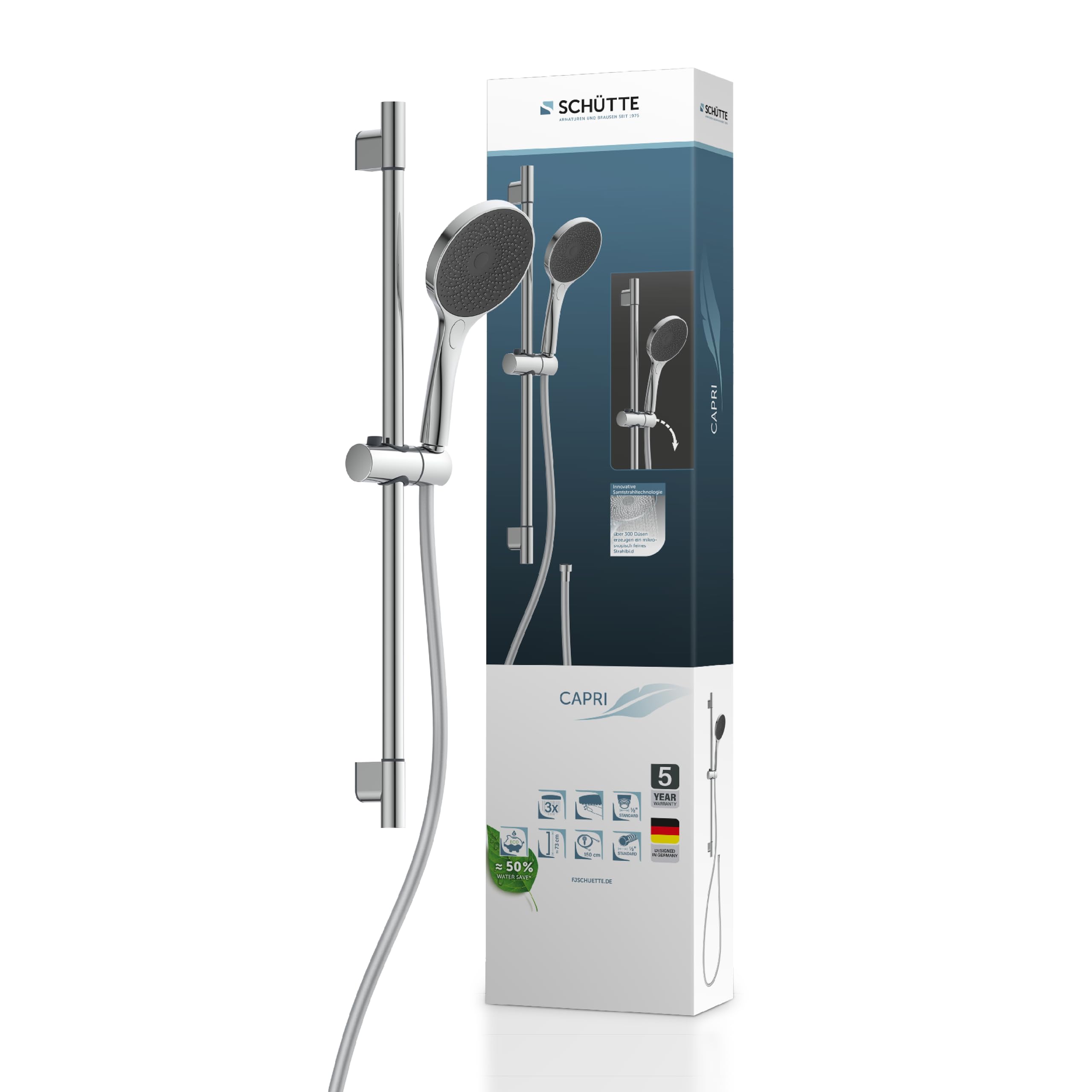 Pommeau de douche réglable Schütte Capri avec barre de douche et colonne 3 jets