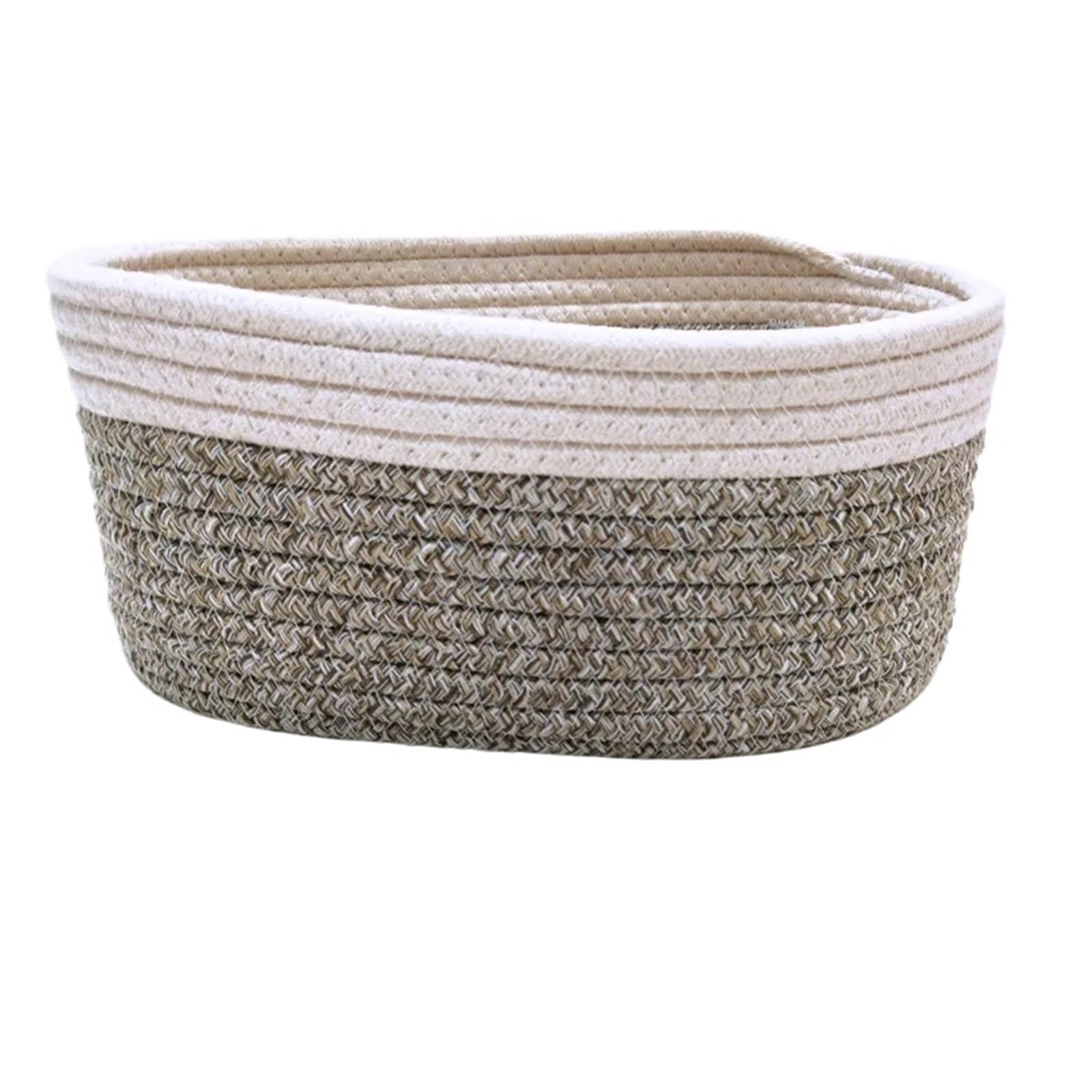 Rope Storage Basket Desktop Clutter Woven Makeup Baskets For Carpeted(Grey)