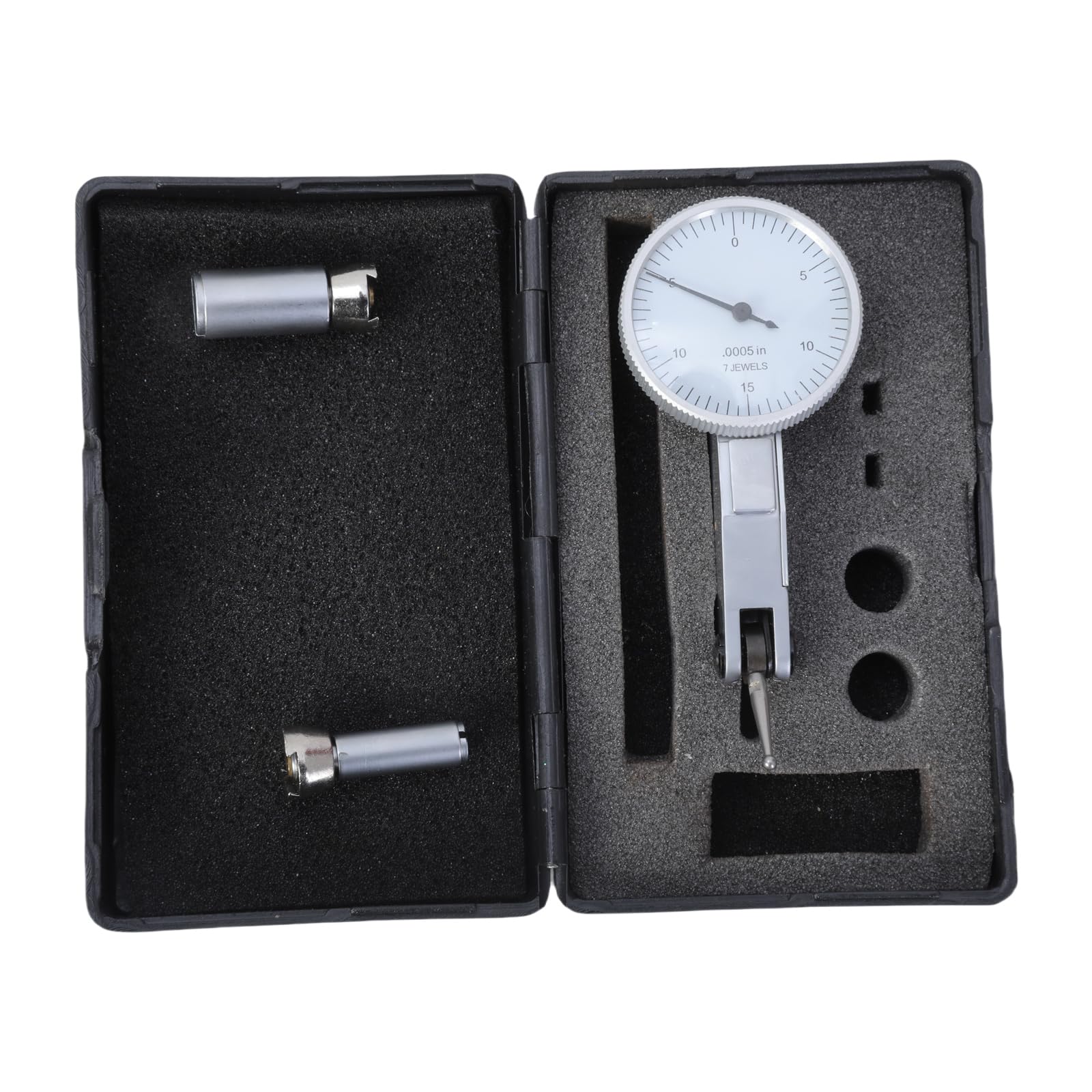 Palancas indicadores de soporte de calibre de 1-1/4 pulgadas, cara blanca, calibre 0-15-0 con accesorios de montaje, instrumento de calibración mecánica
