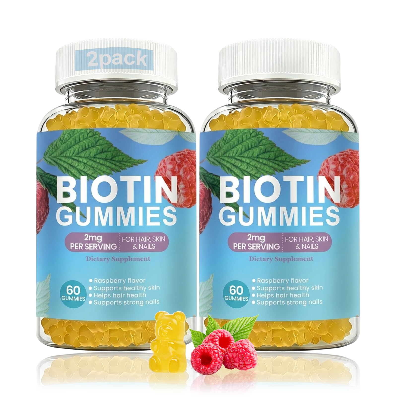 Dyeazirn Gomas de Biotina para Cabelos, Pele e Unhas com Multivitamínicos, 1.000 mcg por goma, 120 gomas