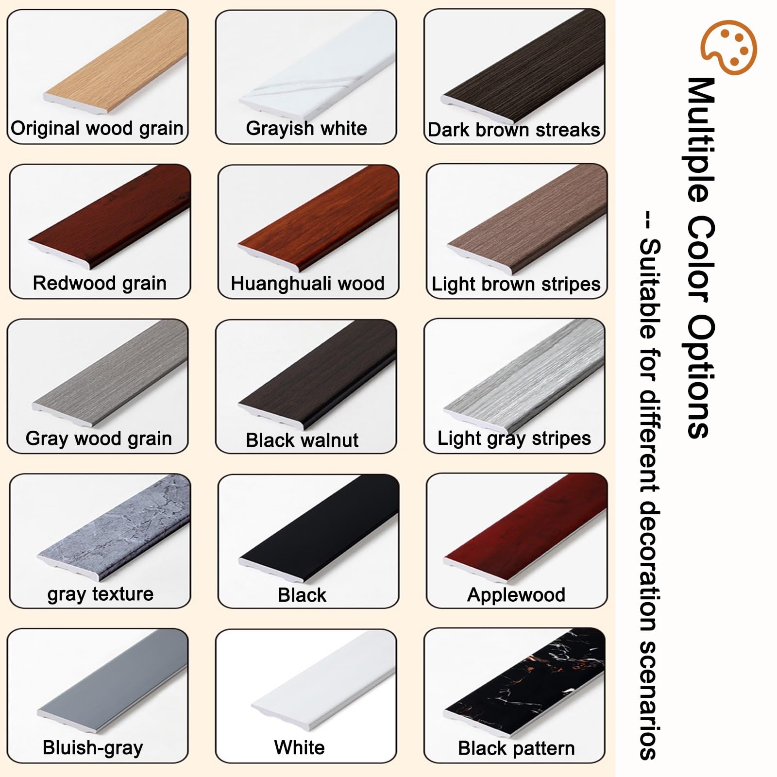 10 Pezzi*150cm Battiscopa Piatta Minimalista | PVC Ispessito | Strisce Di Giunzione Ultra-Sottili Per Rifinitura Pavimenti(Light gray stripes,8cm)